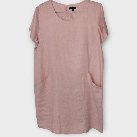 For Cynthia Womens Dress Sz Large Pink Cotton Pockets Short Sleeves Scoop Casual - Picture 9 of 11
